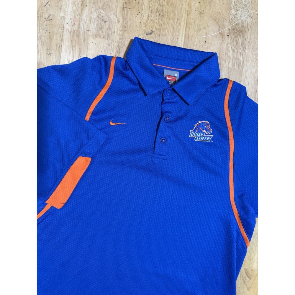 Nike Fit Dry Mens Small Boise State Broncos Polo Short Sleeve Blue Orange Golf
